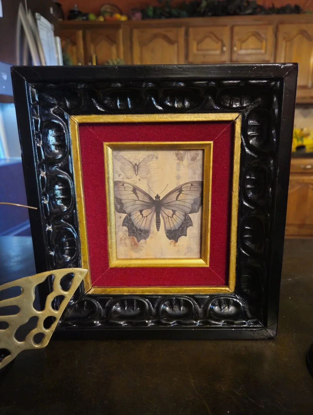 Moody Goth Vintage Frame with Butterfly Print Picture